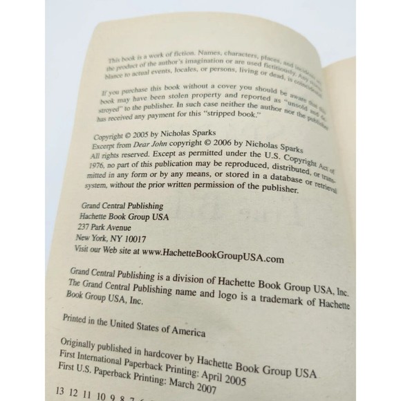 True Believer Nicholas Sparks Paperback Book Novel Love Story Romance NY Best #1 - Picture 4 of 9